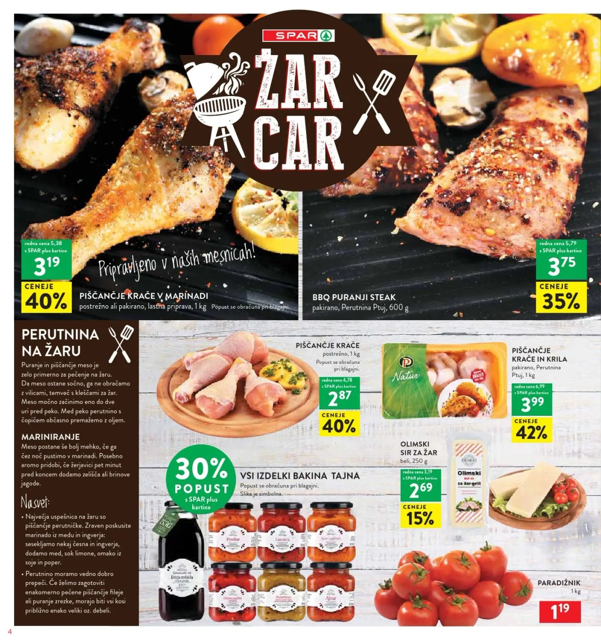 Spar BBQ marinirana piščančja krila IK 800 g Akcija v trgovini Spar