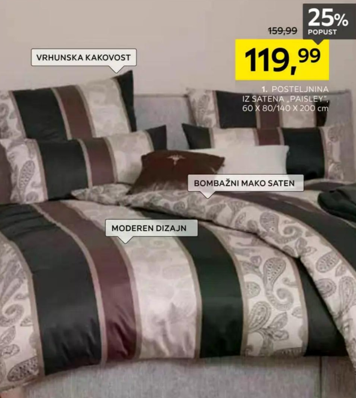 Joop! Posteljnina iz satena „Paisley" 60 X 80/140 X 200 cm - Akcija v trgovini Lesnina