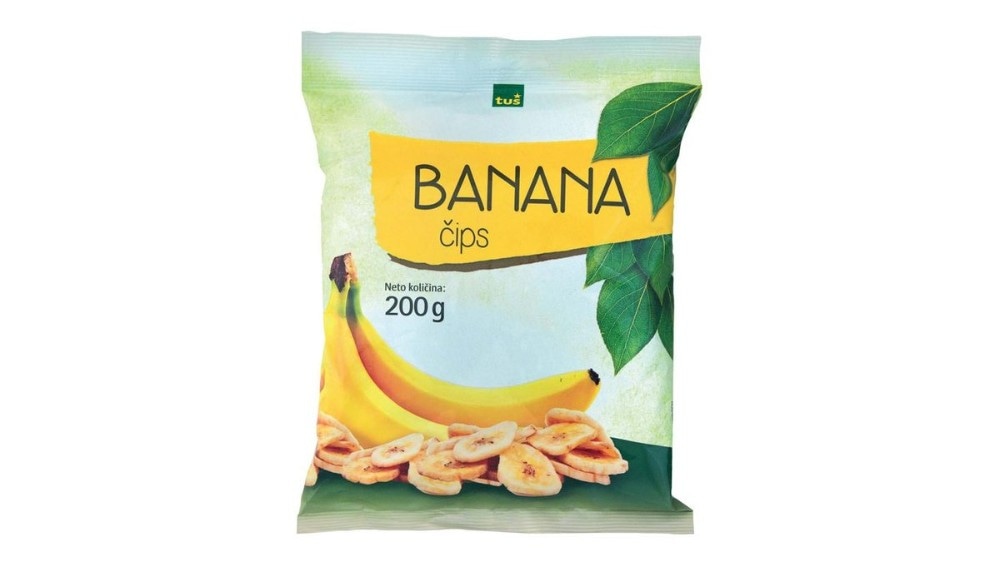 Bananin čips Tuš 200 g Akcija v trgovini Tuš