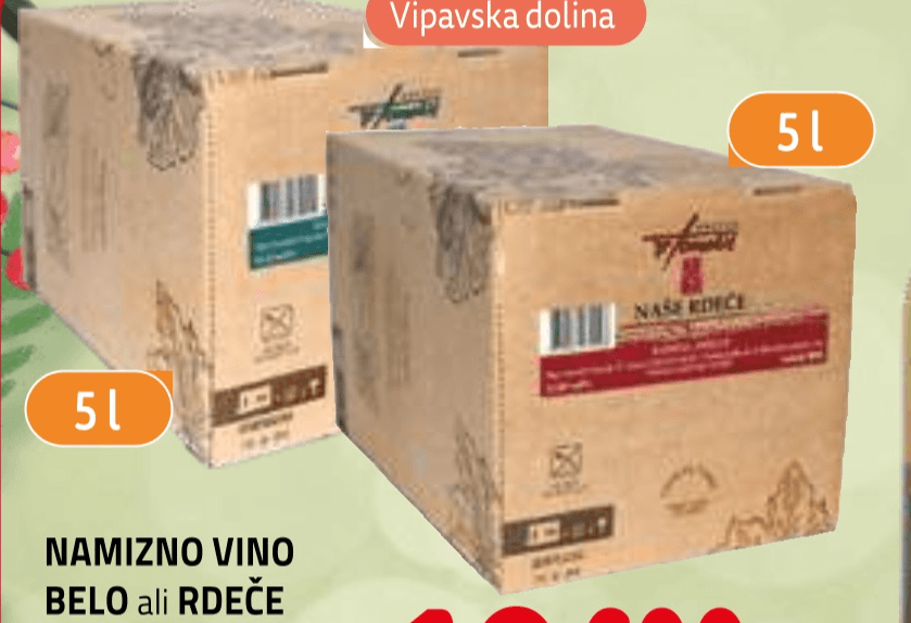 Namizno vino Belo ali Rdeče Kmetija Tomažič 5 l - Akcija v trgovini E.Leclerc