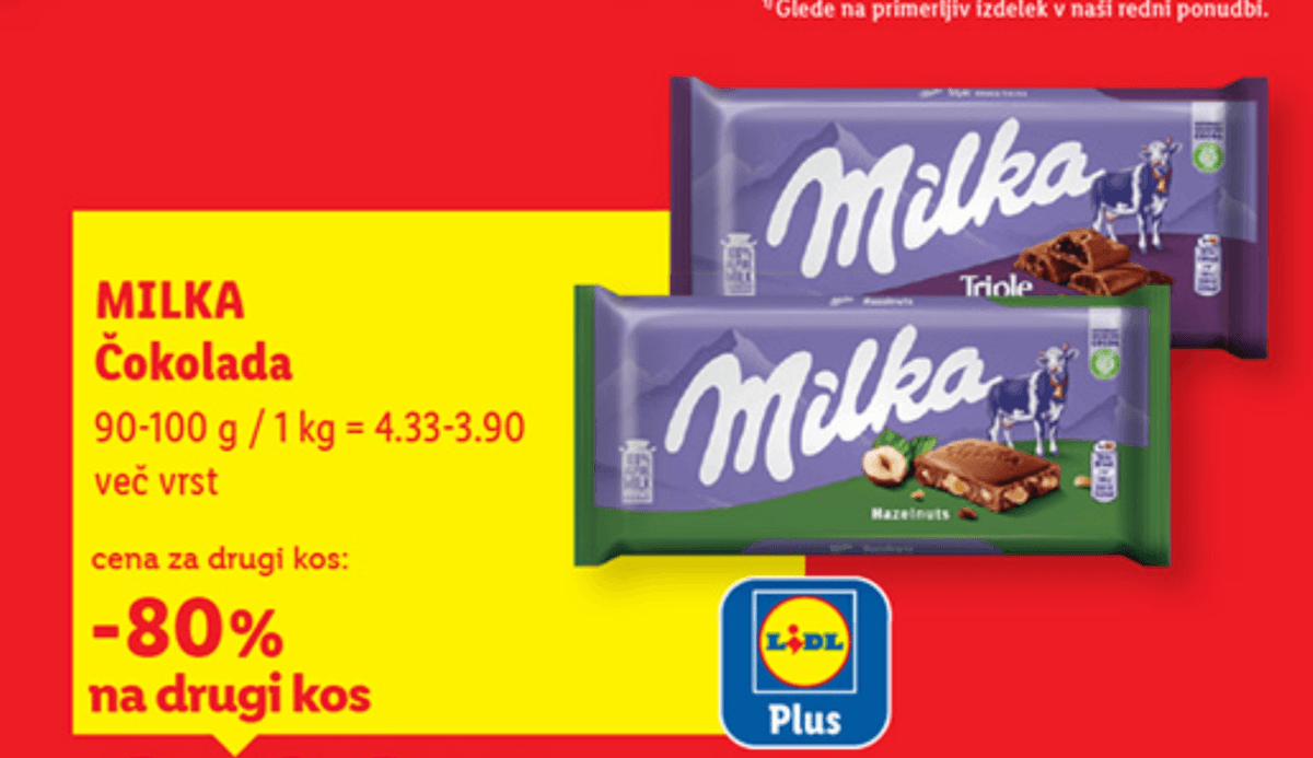 Milka Čokolada 90-100 g - Akcija u trgovini Lidl