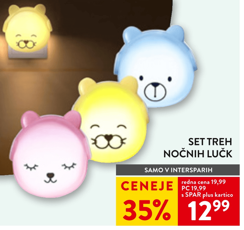 Set treh nočnih lučk - Akcija v trgovini Spar
