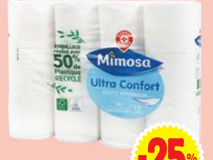 Toaletni papir Mimosa 12/1 - Akcija v trgovini E.Leclerc