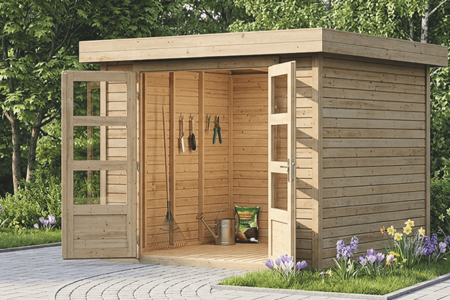 Lesena vrtna hiška Karibu Askola 3 Mere (d/š/v): 238/213/211 cm, površina tal 5,05 m² - Akcija v trgovini Merkur