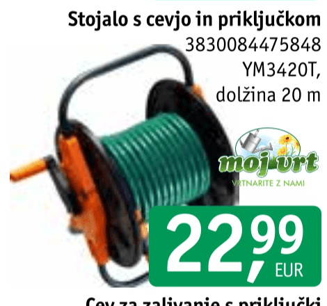 Stojalo s cevjo in priključkom dolžina 20 m moj.vrt - Akcija v trgovini Jager