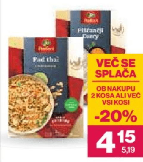 Piščančji Pad Thai ali curry 350 g Perutnina Ptuj Akcija v trgovini Mercator