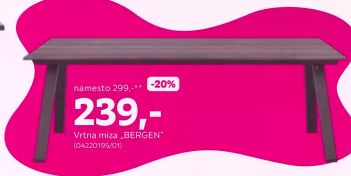 Vrtna miza „BERGEN" - Akcija v trgovini Mömax