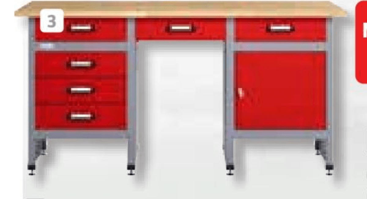 Delovna miza (6 predalov) - Akcija v trgovini Bauhaus