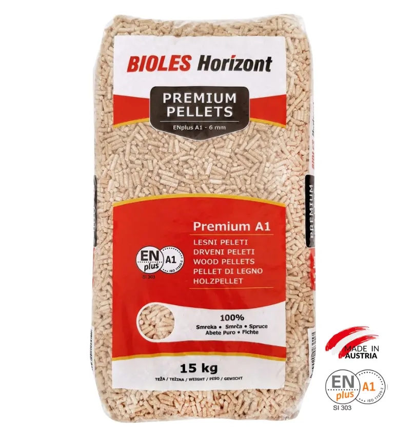 Bioles Horizont A1 premium lesni peleti 15 kg - Akcija v trgovini Merkur
