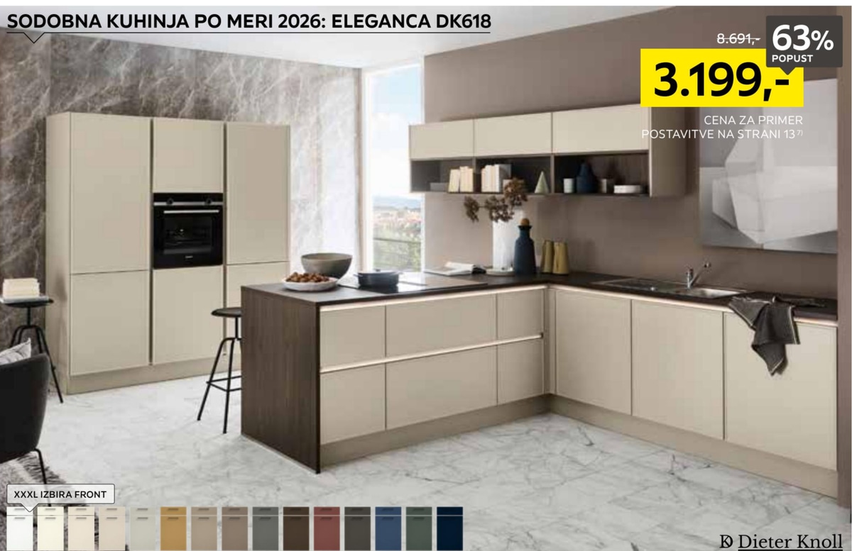 Sodobna kuhinja po meri Eleganca DK618 - Akcija v trgovini Lesnina