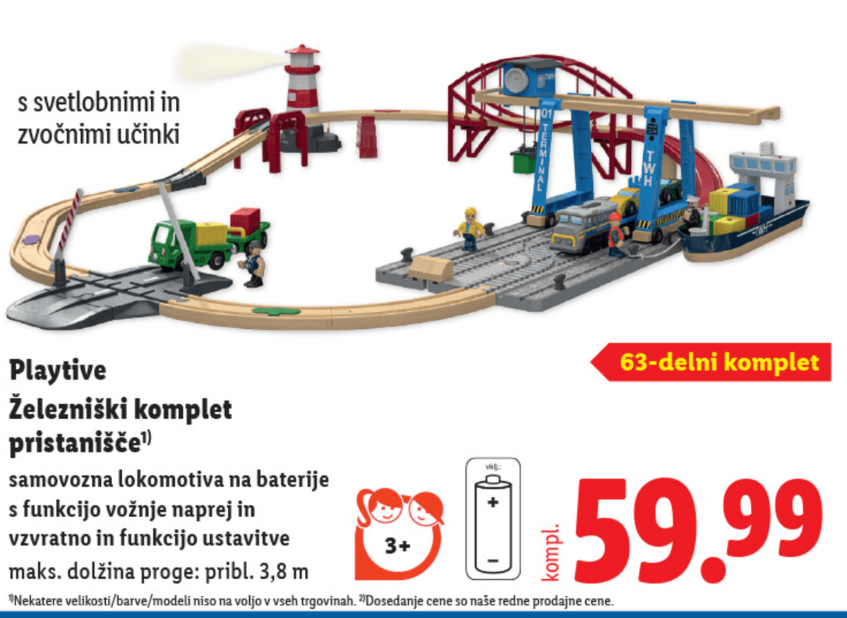 Playtive Železniški komplet pristanišče 63 kosov - Akcija v trgovini Lidl