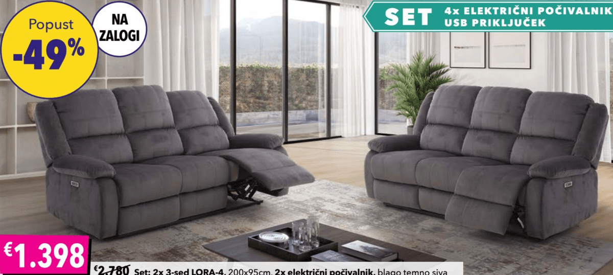 Set: 2x 3-sed LORA-4 - Akcija v trgovini Harvey Norman