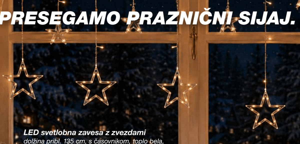 LED svetlobna zavesa z zvezdami Akcija v trgovini Kik