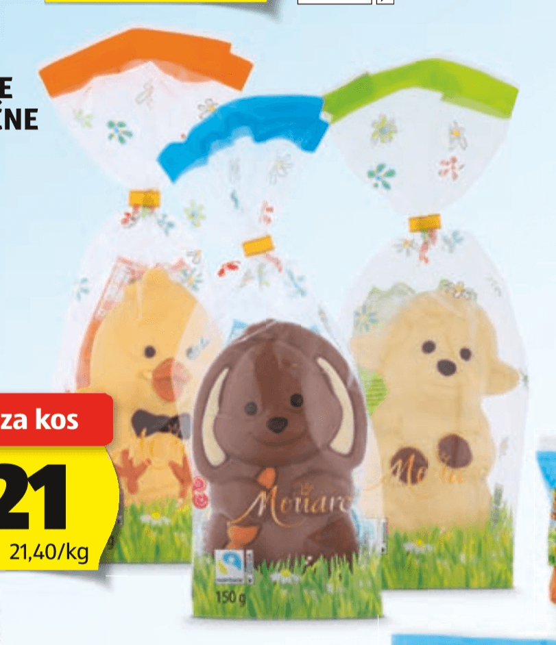 Monarc Čokoladne Velikonočne Živali 150 g - Akcija v trgovini Hofer
