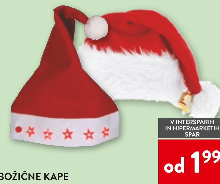 Božične kape - Akcija v trgovini Spar