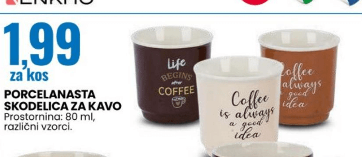 Porcelanasta skodelica za kavo - Akcija v trgovini Eurospin