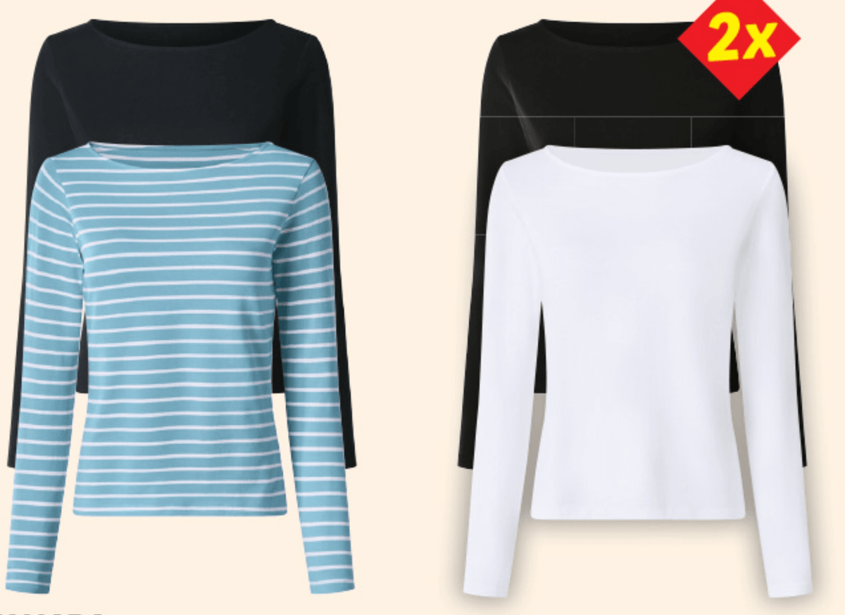 ESMARA Ženska majica z dolgimi rokavi 2 kosa - Akcija v trgovini Lidl