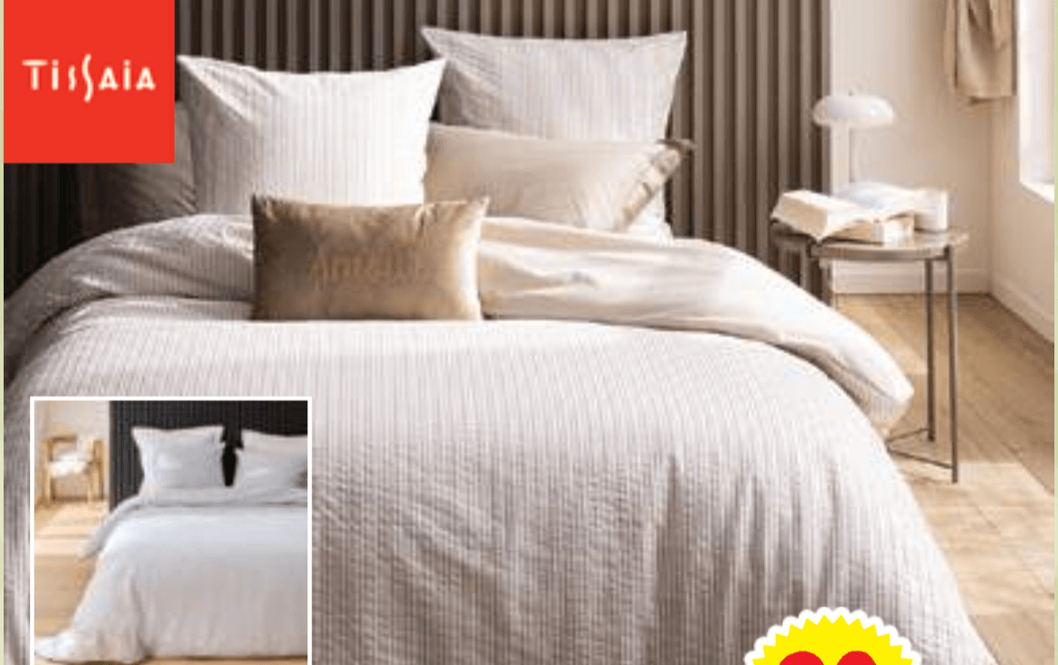 Posteljni komplet Nina 200 x 200 + 2x 63 x 63 cm Tissala - Akcija v trgovini E.Leclerc