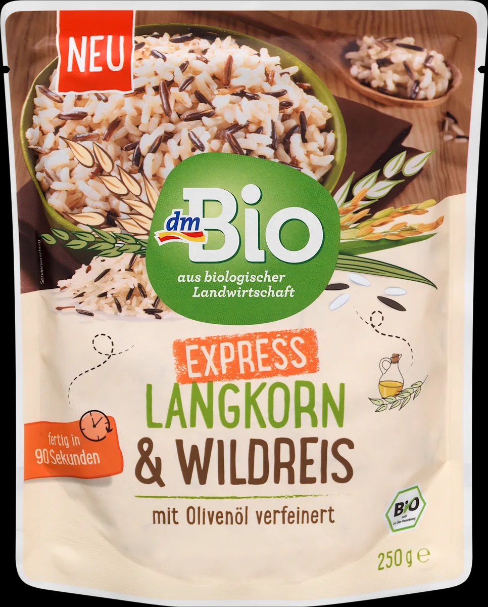 dmBio Express mešanica rjavega in divjega riža z oljčnim oljem 250 g Akcija v trgovini Dm