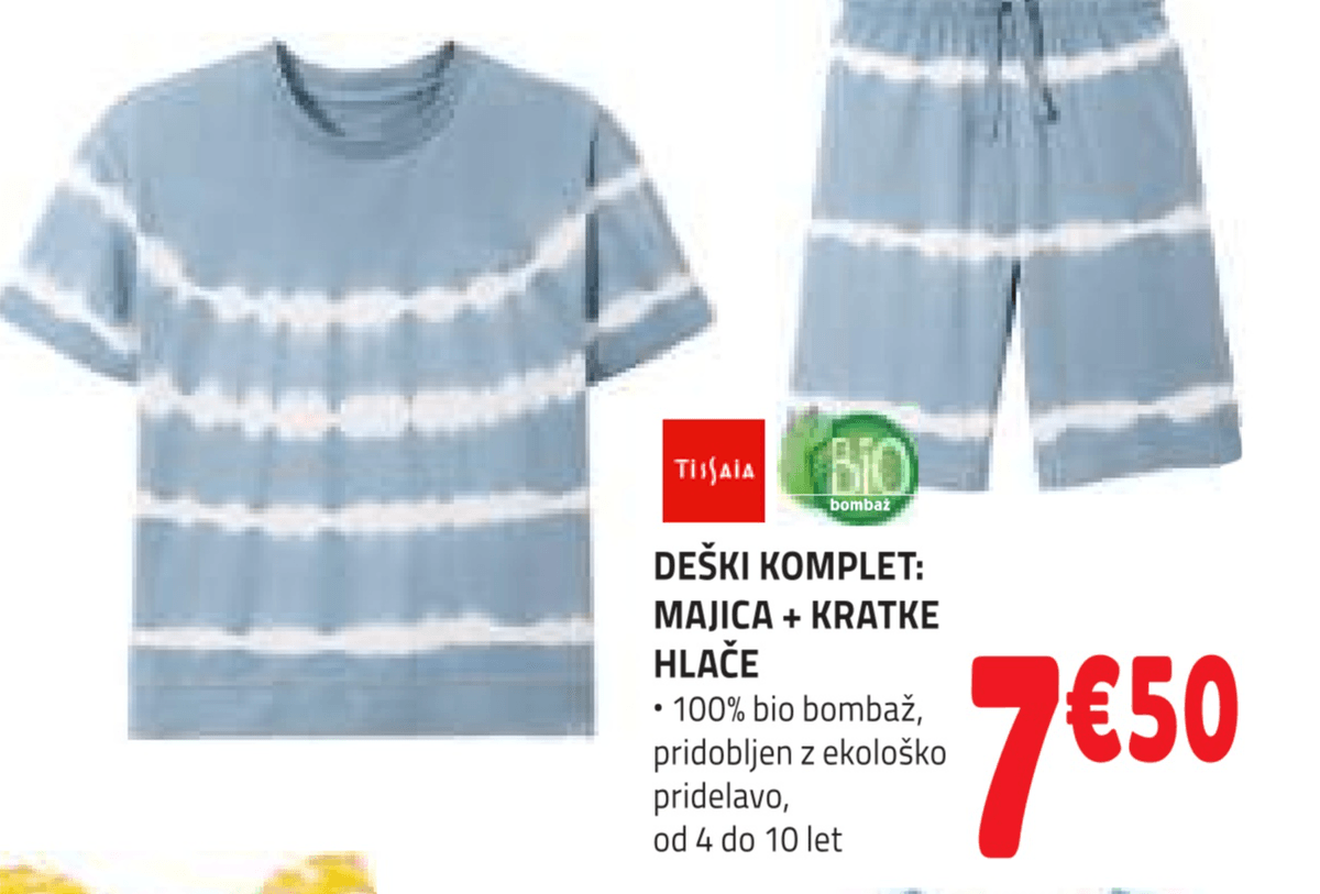 Deški komplet: majica + kratke hlače TISSAIA - Akcija v trgovini E.Leclerc