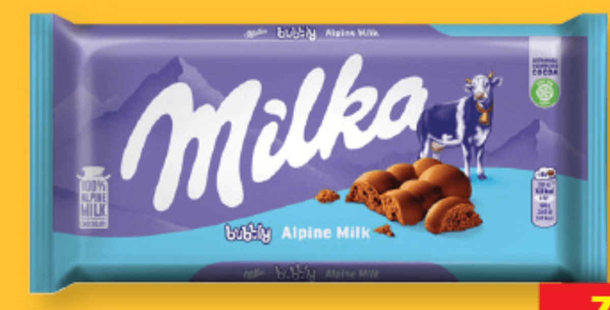 Milka Mlečna čokolada Bubbly 90 g - Akcija v trgovini Lidl