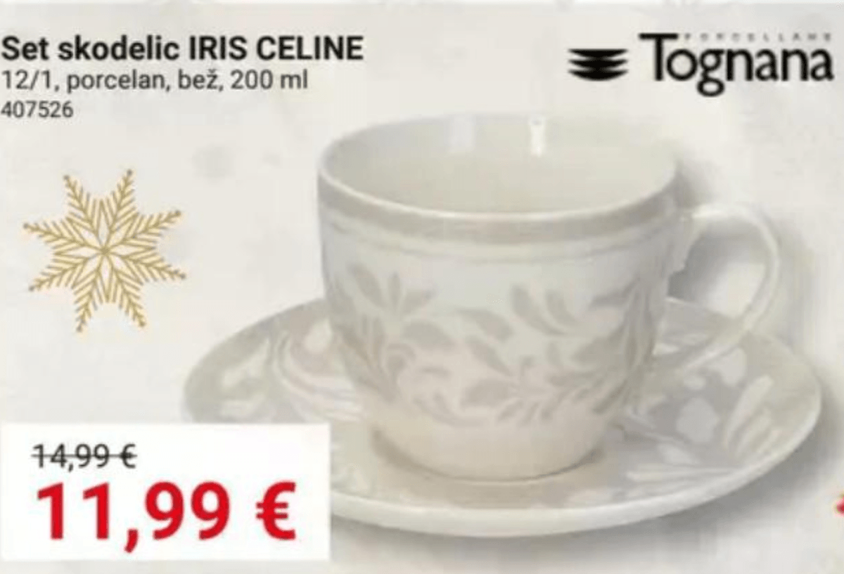 Set skodelic IRIS CELINE 12/1 Tognana - Akcija v trgovini Pevex