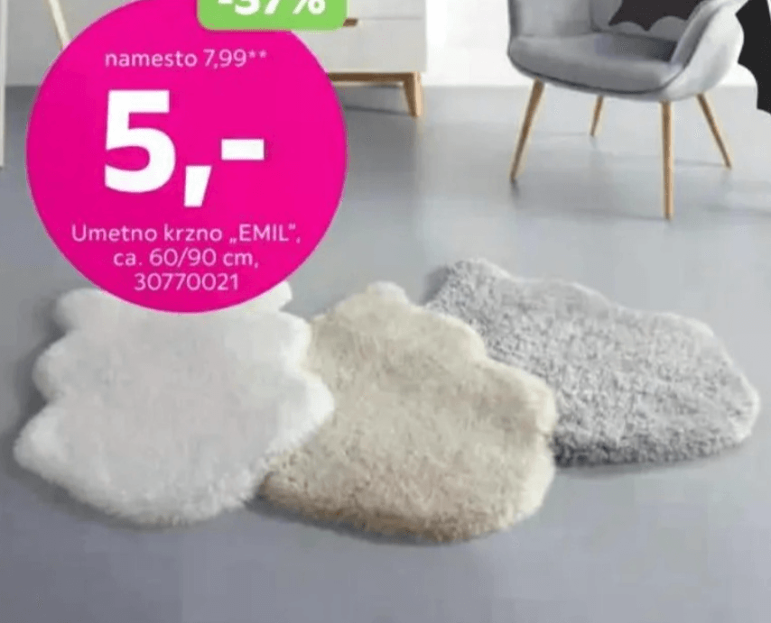 Umetno krzno „EMIL" - Akcija v trgovini Mömax