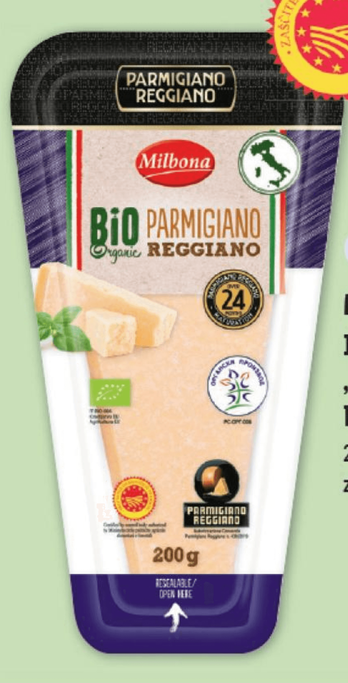Milbona Italijanski bio sir „Parmigiano Reggiano" 200 g - Akcija v trgovini Lidl