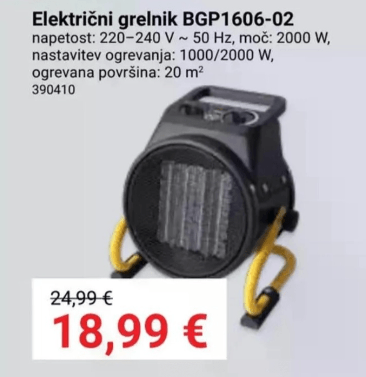 Električni grelnik BGP1606-02 - Akcija v trgovini Pevex