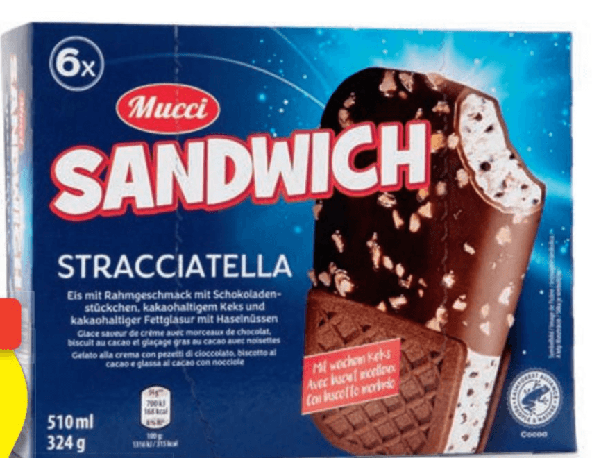 Sladoledni sendvič 510 ml Mucci - Akcija v trgovini Hofer