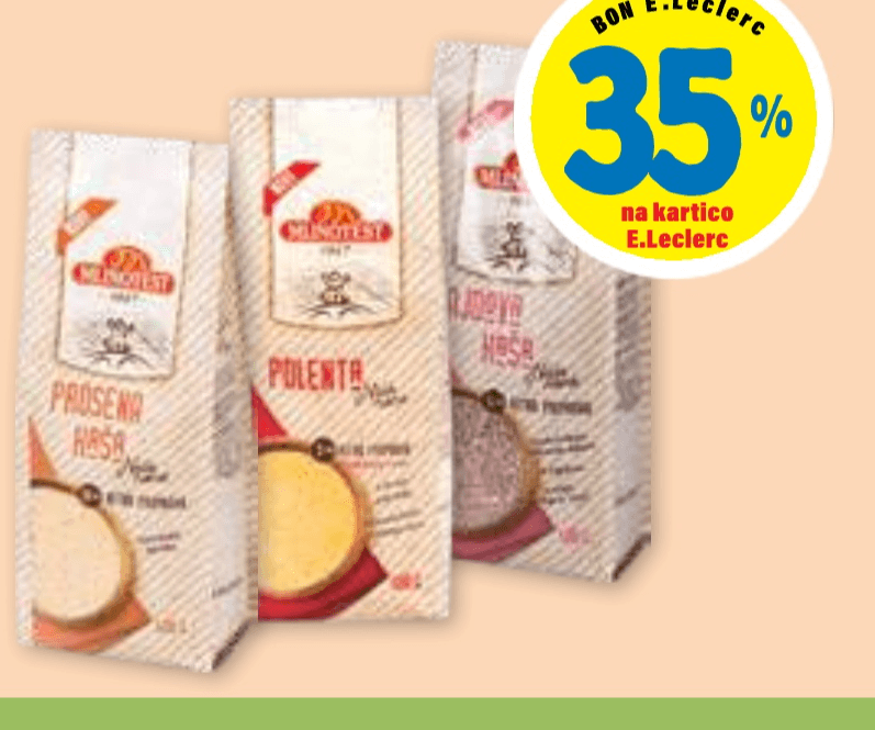 Kaše, zdrobi in polente Naše None MLINOTEST - Akcija v trgovini E.Leclerc