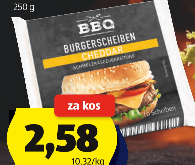 BBQ Topljeni sir Cheddar 250 g - Akcija v trgovini Hofer