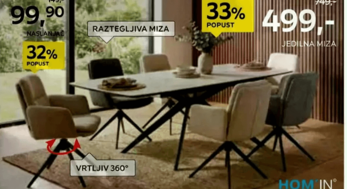 Jedilna miza HOM'IN - Akcija v trgovini Lesnina