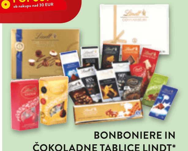Bonboniere in čokoladne tablice Lindt - Akcija v trgovini Spar