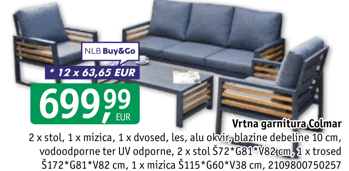 Vrtna garnitura Colmar - Akcija v trgovini Jager