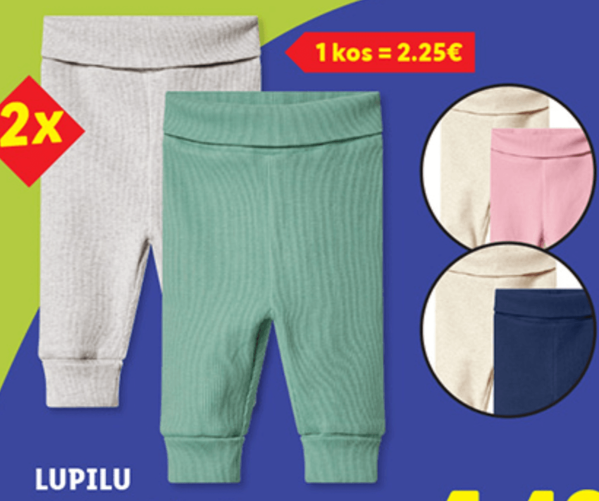 LUPILU Hlače za dojenčke 2 kom - Akcija v trgovini Lidl