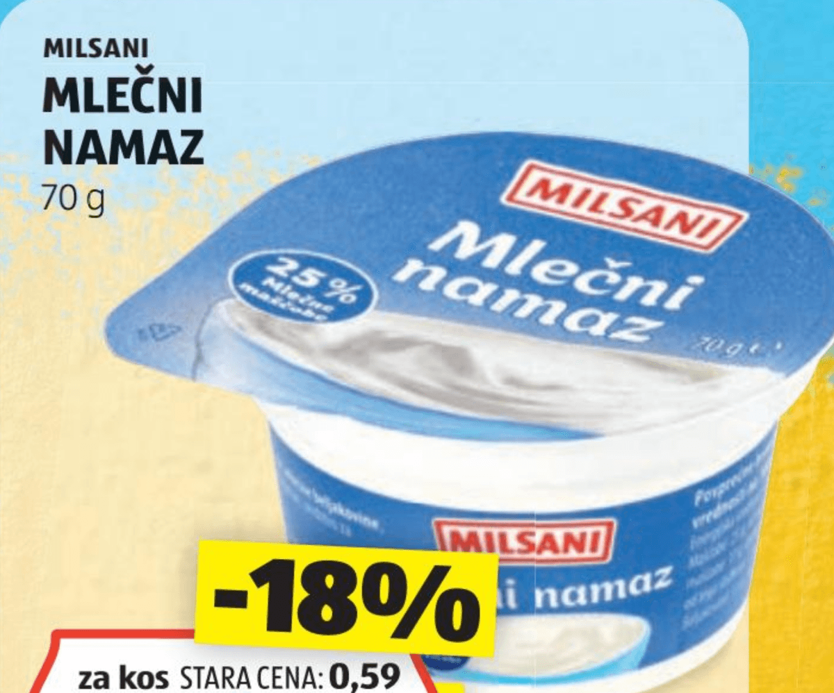 Mlečni namaz 70 g MILSANI - Akcija v trgovini Hofer
