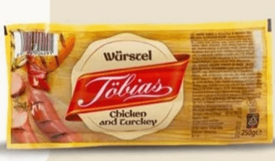 Barjene perutninske klobase 250 g Tobias - Akcija v trgovini Eurospin