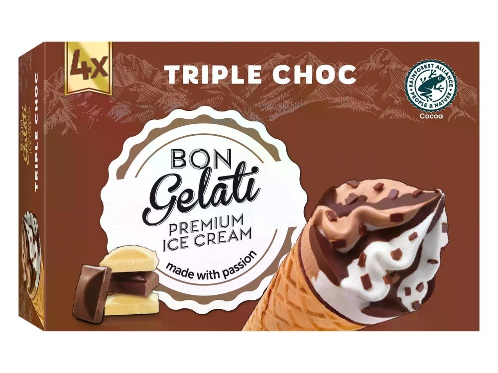 BON GELATI Korneti Mountine Trio 4 x 130 ml - Akcija v trgovini Lidl