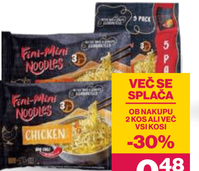 Instant rezanci Fini Mini Podravka 75 g ali 5 x 75 g - Akcija v trgovini Mercator