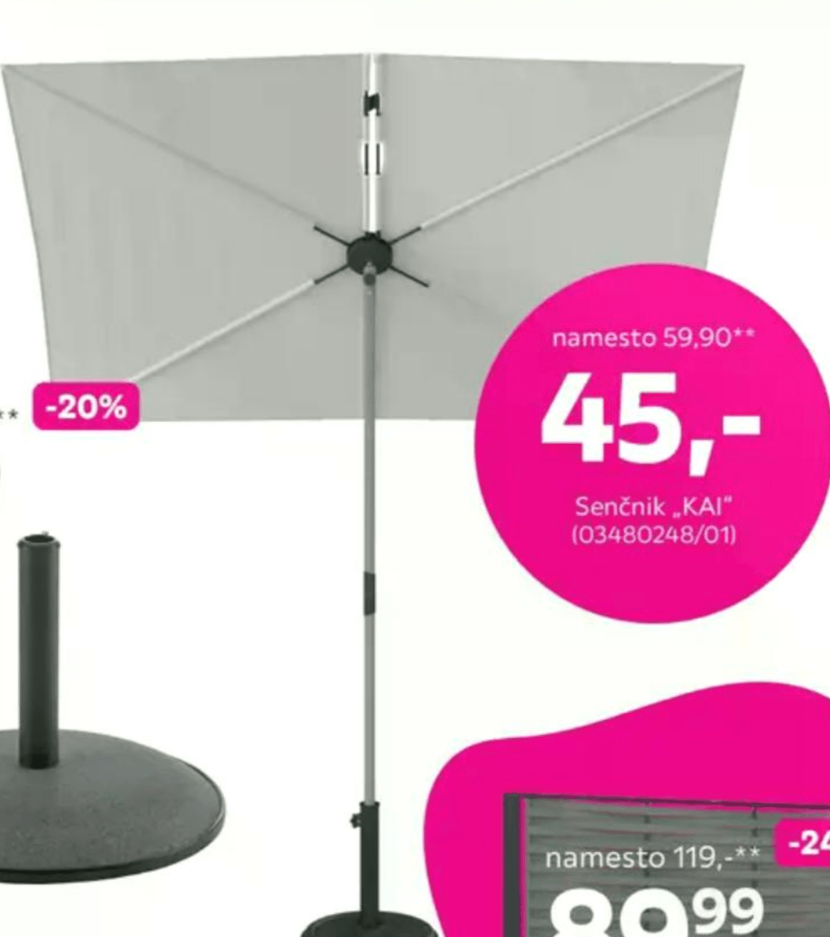Senčnik „KAI" - Akcija v trgovini Mömax
