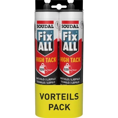 Montažno lepilo Fix ALL High Tack ali Fix ALL Crystal 2 x 290 ml SOUDAL - Akcija v trgovini Obi