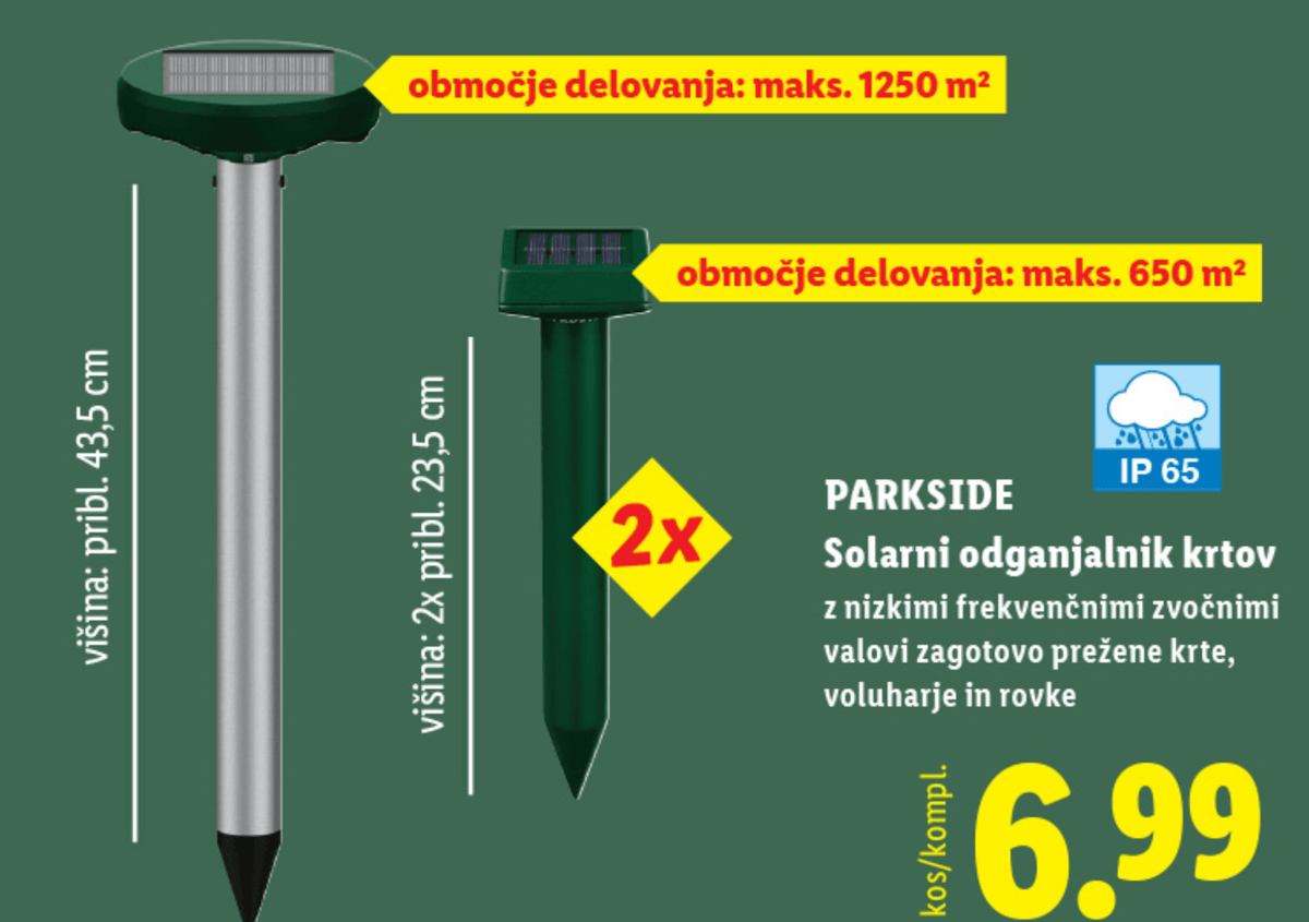 PARKSIDE Solarni odganjalnik krtov 2x - Akcija v trgovini Lidl