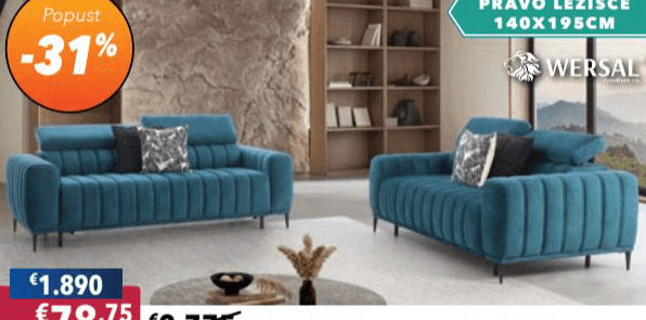 Usnjena kotna GRANADA des line Akcija v trgovini Harvey Norman