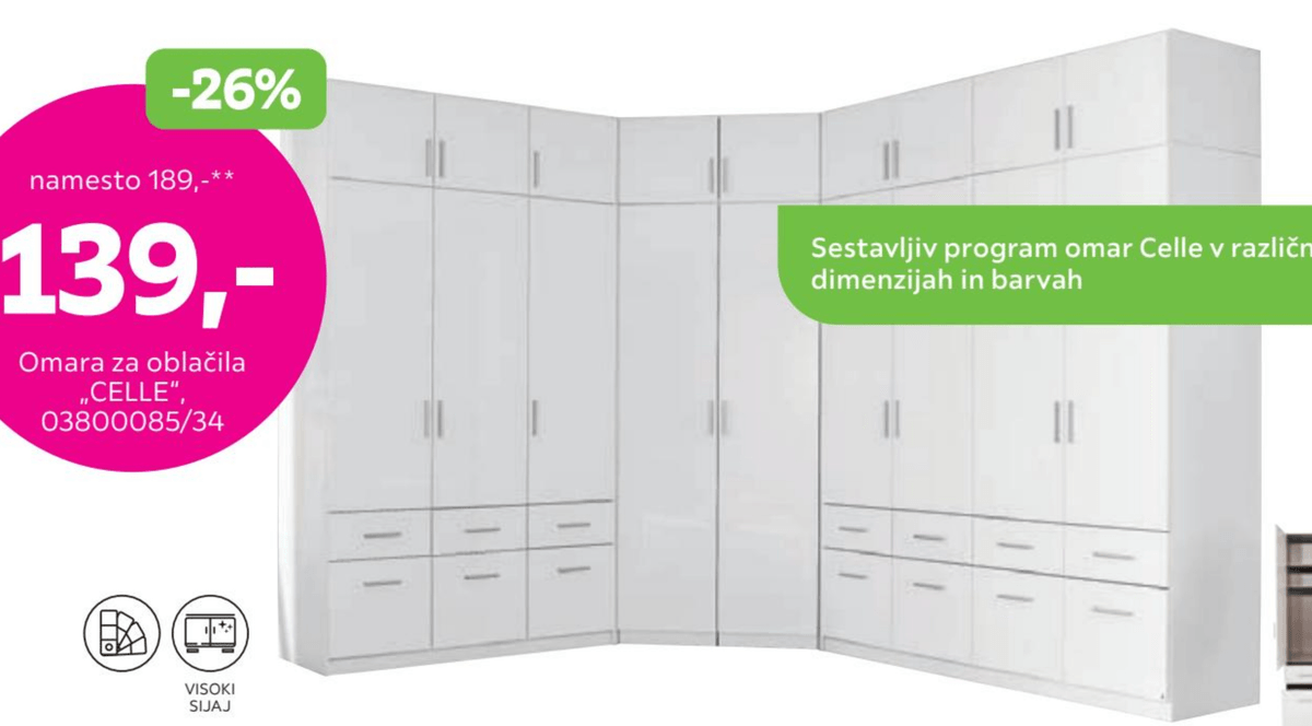 Omara za oblačila „CELLE" - Akcija v trgovini Mömax