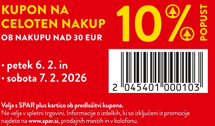 Kupon na celoten nakup - Akcija v trgovini Spar