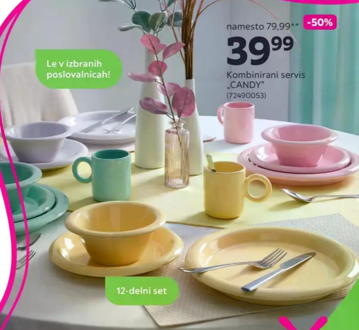 Kombinirani servis „CANDY" 12-delni set - Akcija v trgovini Mömax