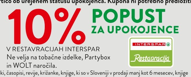 Popust za upokojence v restavracijah Interspar Akcija v trgovini Spar