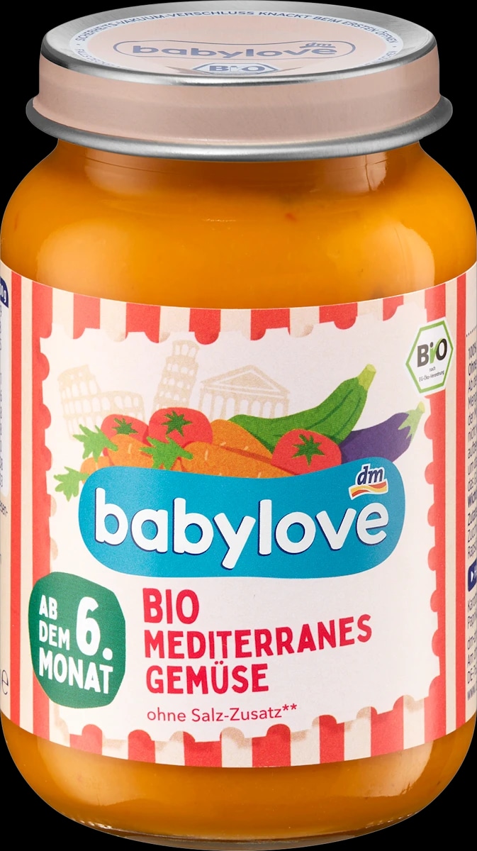 babylove bio zelenjavna kaša s paradižniki, bučkami in jajčevci 190 g - Akcija v trgovini Dm