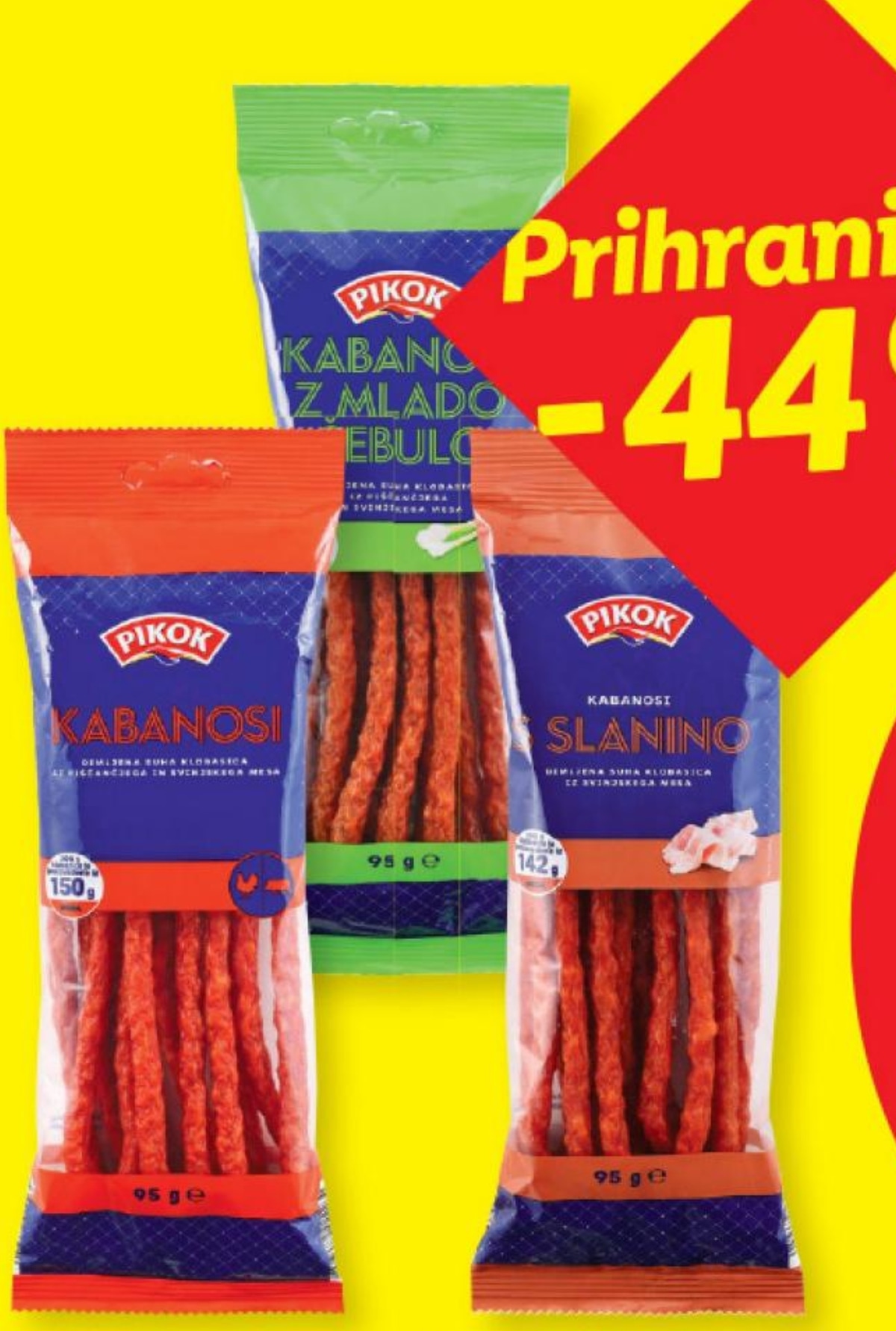 PIKOK Kabanossi klobasice 95 g - Akcija v trgovini Lidl